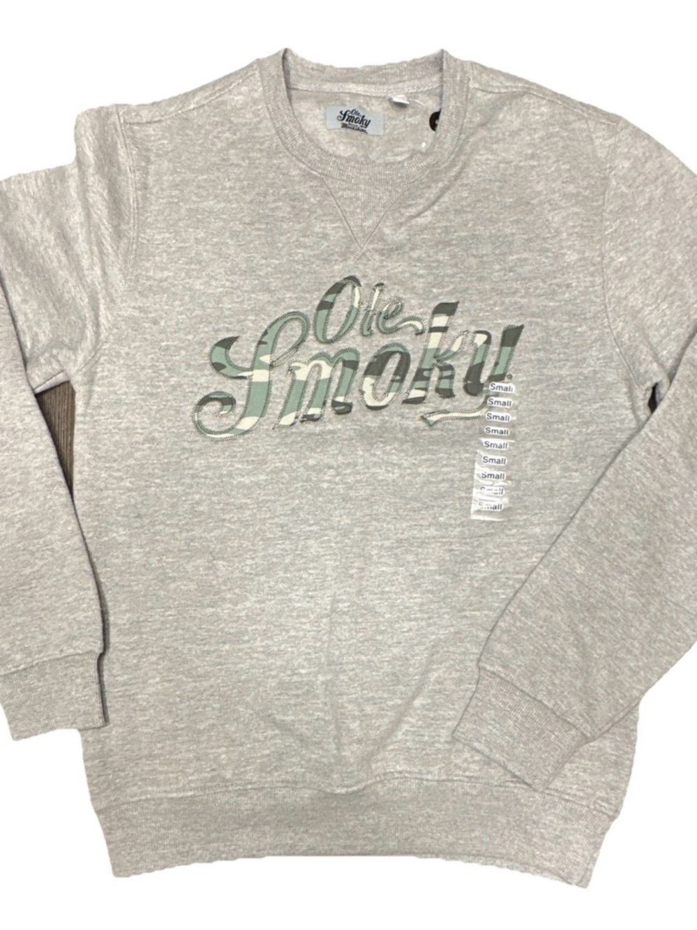 Ole Smoky Tennessee Moonshine Gray Sweatshirt Camo Appliqué Men Women Size Small